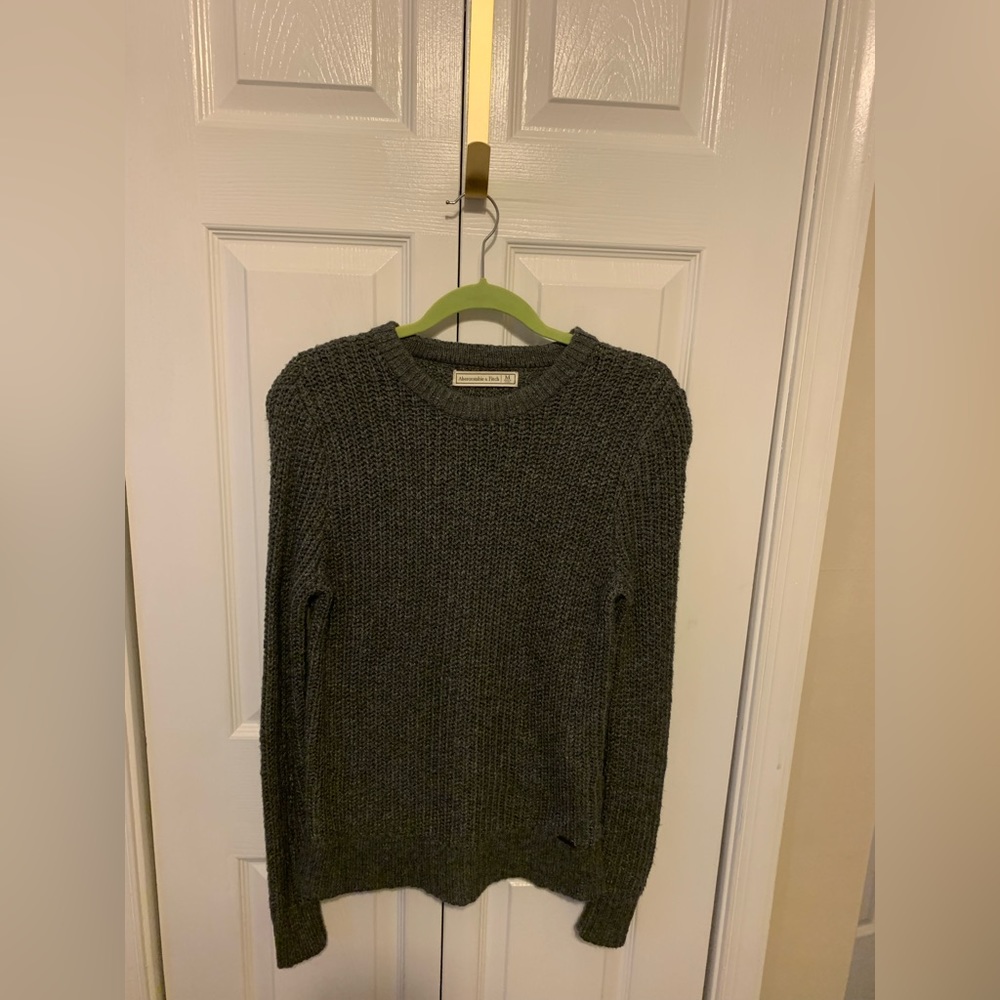 Abercrombie and Fitch Womens Cotton blend Charcoal Gray Split Side Sweater NWOT